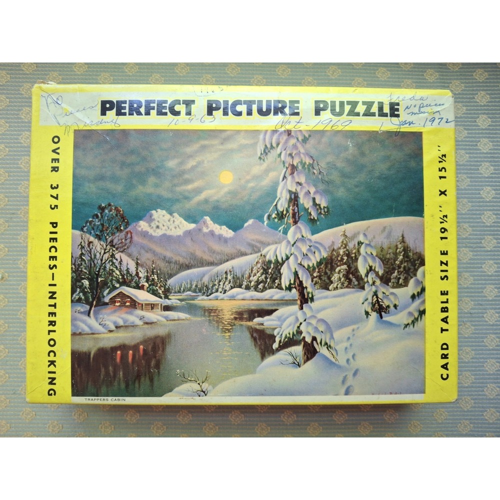 Vintage Perfect Picture Puzzle titled "Trappers Cabin" by Frederick Ogden - Picture 7 of 8